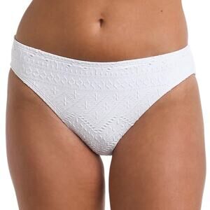 La Blanca Women’s Salt Textured Hipster Bikini Swimsuit Bottom White Size 8